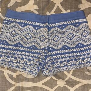 Tory Burch Veronique Blue and White Embroidered Shorts